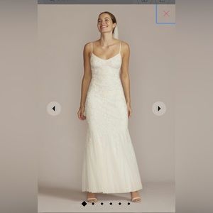 DB Studio allover floral beaded sheath wedding dress